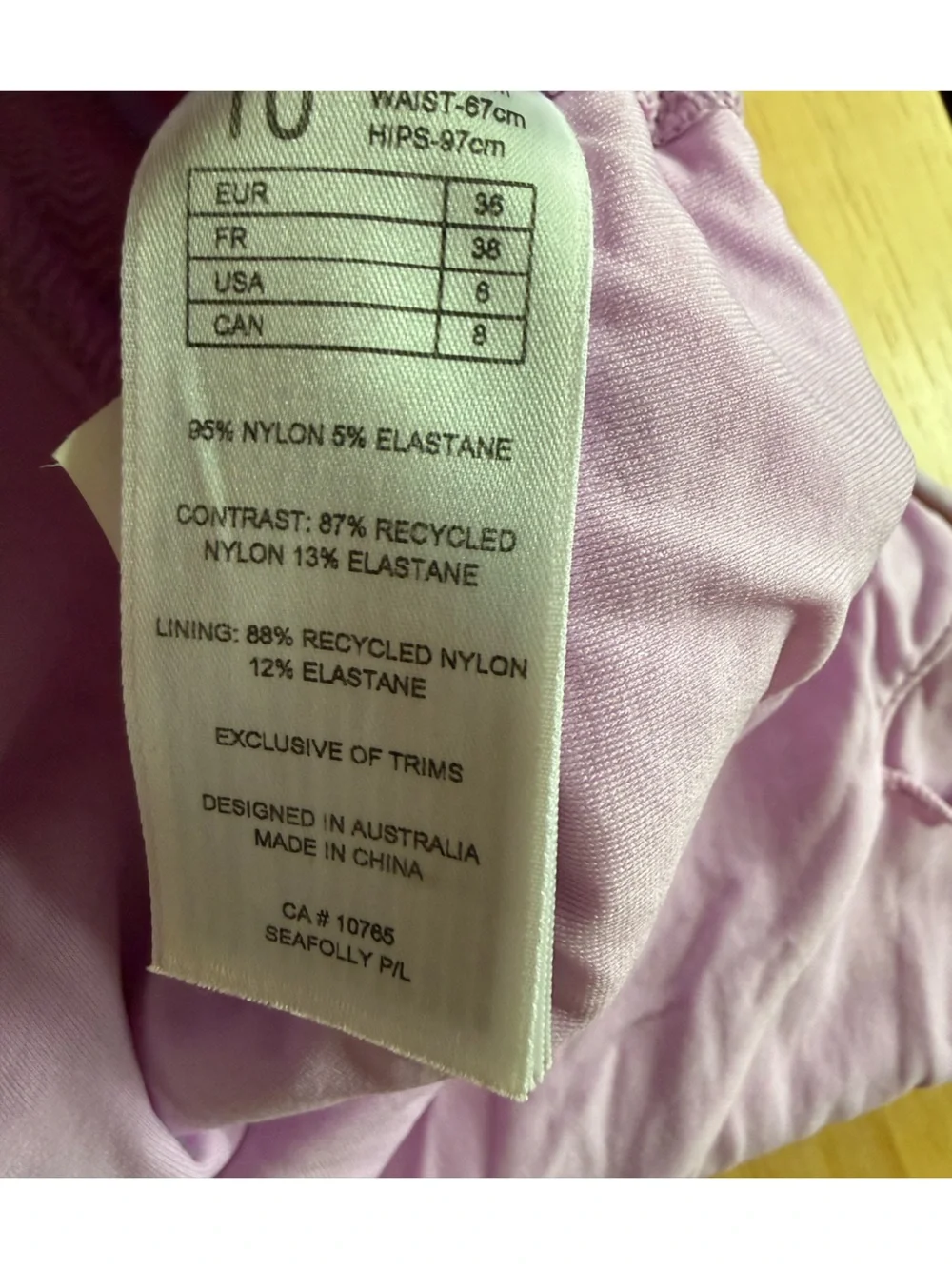 Women’s‎ Seafolly Australia Lilac Textured One-Piece Swimsuit size 6 USA